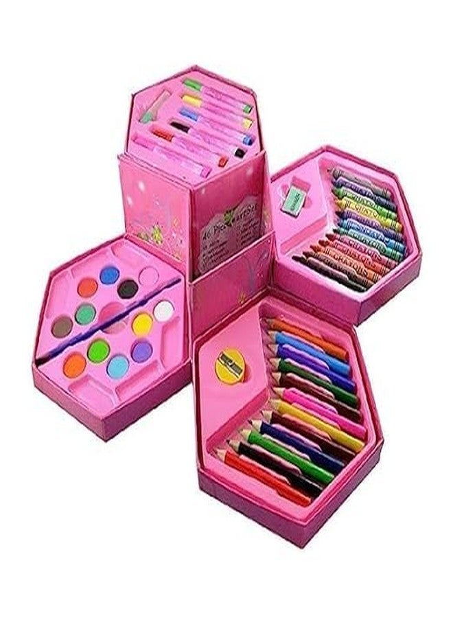 KRISHTI Multicolour 46 Pcs Art Set, Art Box,Art Kit, Kids Painting Set for Kids, Box with Colour Pencil, Crayons, Water Colour, Sketch Pens - Image 2